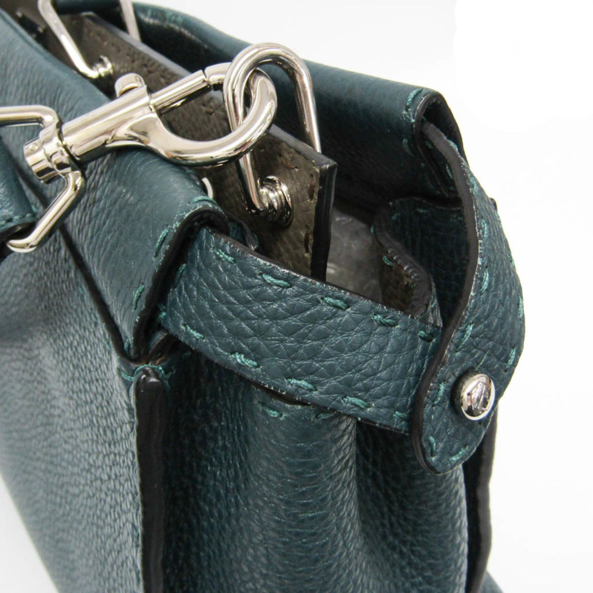Fendi Monster Selleria Peekaboo Leather, Green, Leather, Handbag