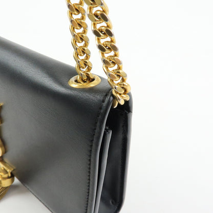 Saint Laurent Classic Monogram Tassel Leather, Black, Leather, Crossbody Bag