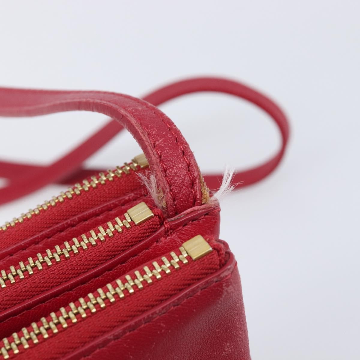 Celine Trio Leather, Red, Leather, Crossbody Bag