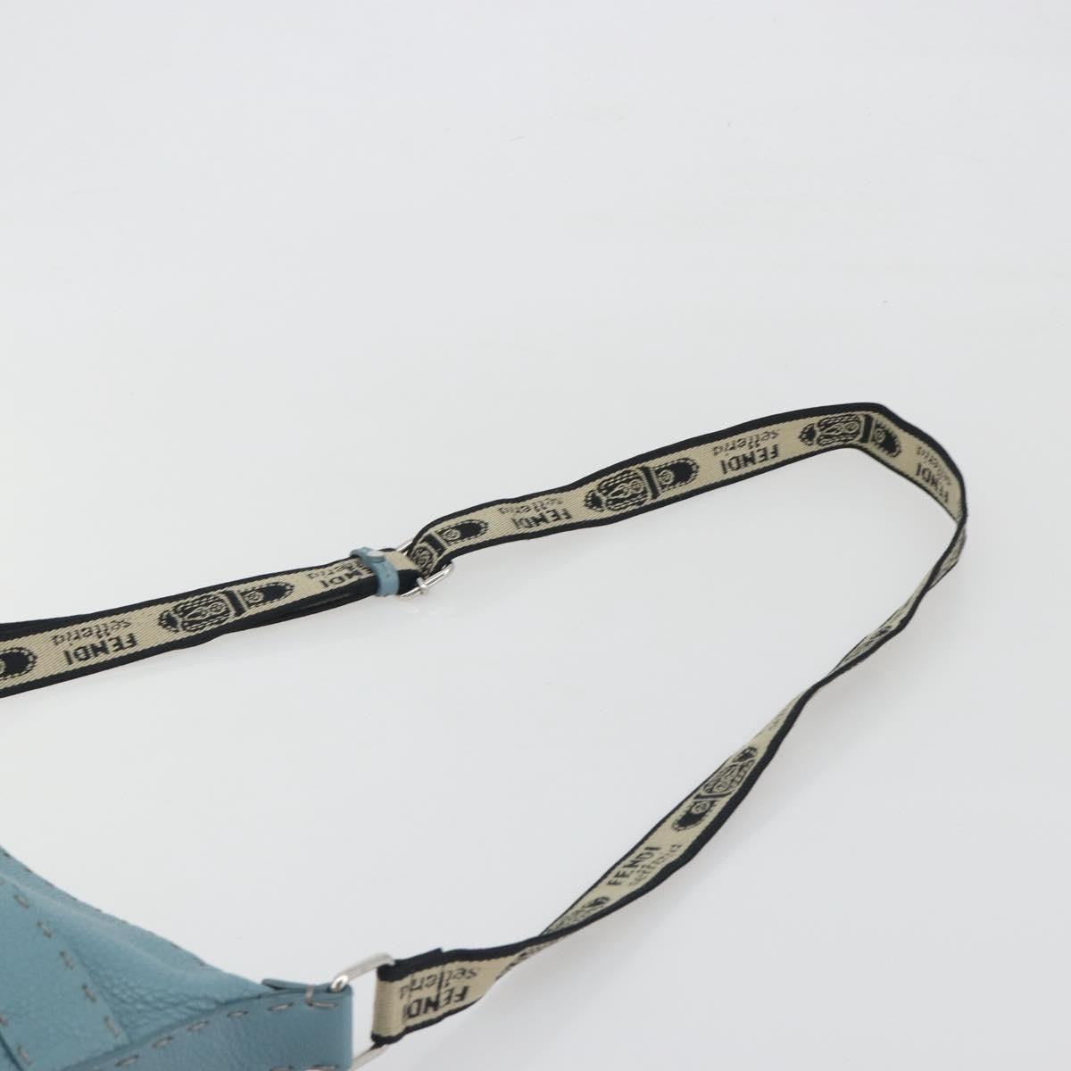 Fendi Vintage Selleria Zip Messenger Leather, Blue, Leather, Shoulder Bag