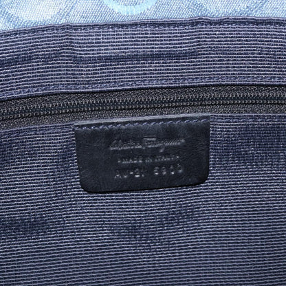 Salvatore Ferragamo Gancini Canvas, Navy, Canvas, Shoulder Bag