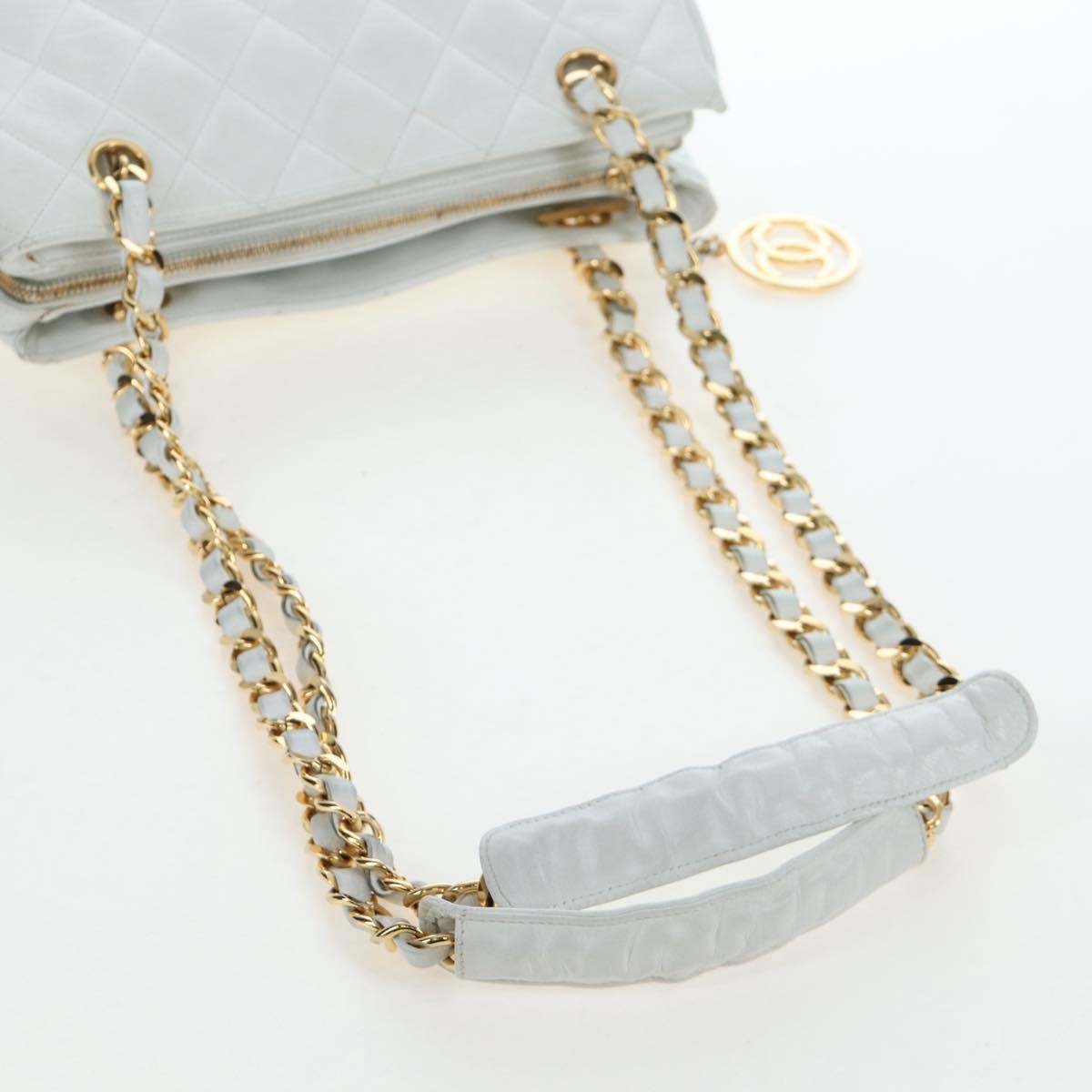 Chanel Shoulder Quilted Leather, White, Leather, Shoulder Bag