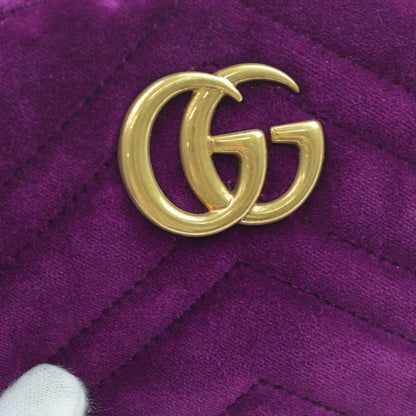 Gucci GG Marmont Belt Matelasse Velvet, Purple, Velvet, Handbag