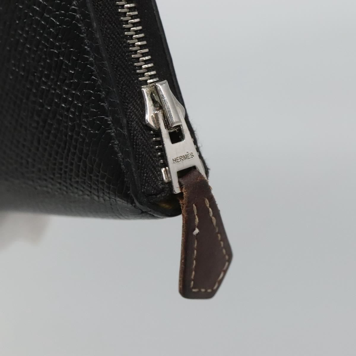 Hermes Azap Zip Around Silk'in Epsom, Black, Leather, Wallet