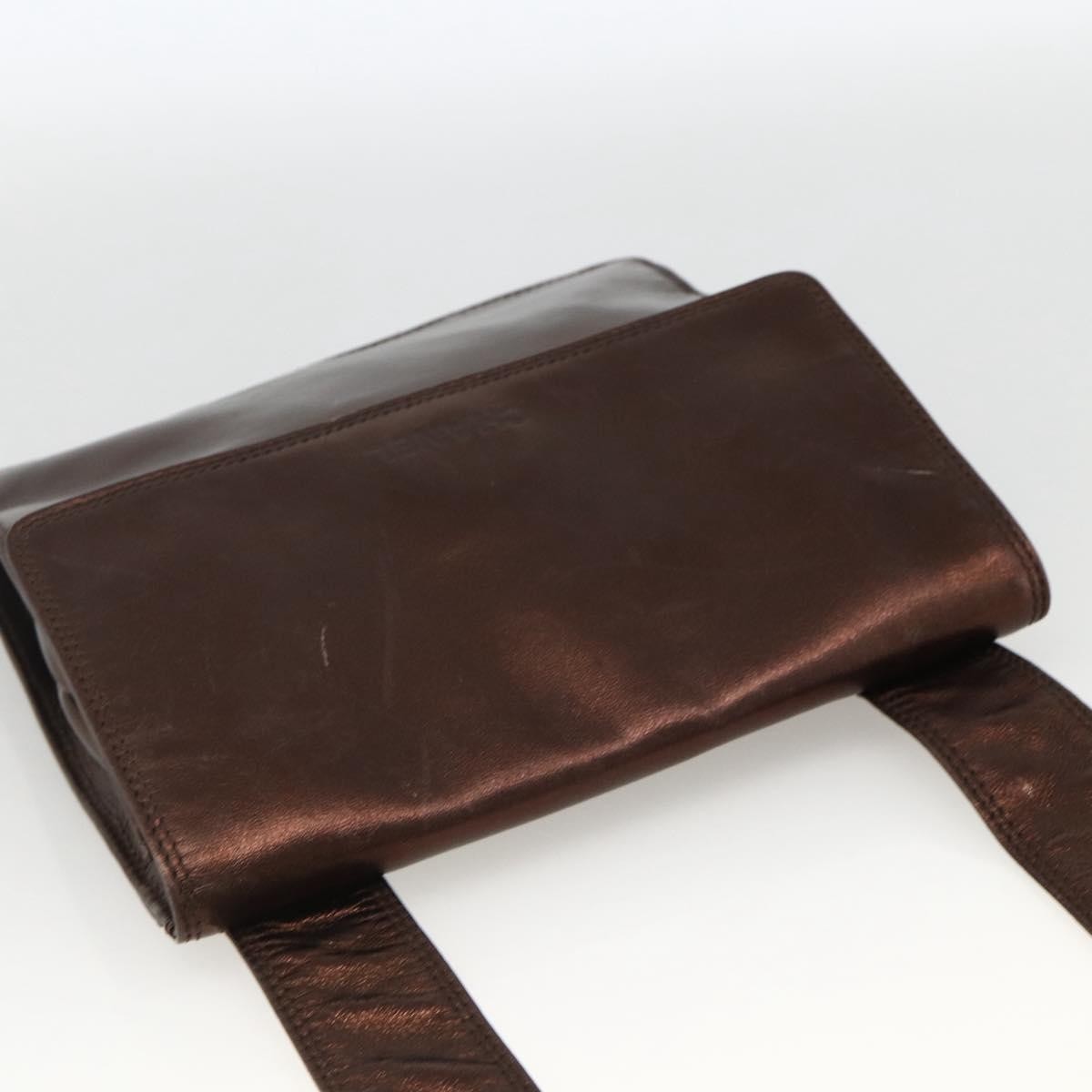 Chanel Vintage Logo Flap Messenger Leather, Brown, Leather, Shoulder Bag