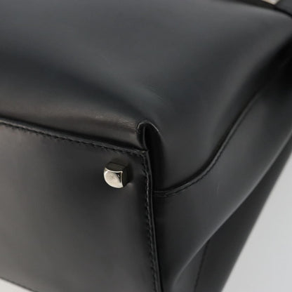 Salvatore Ferragamo Double Gancini Side Buckle Leather, Black, Leather, Tote Bag