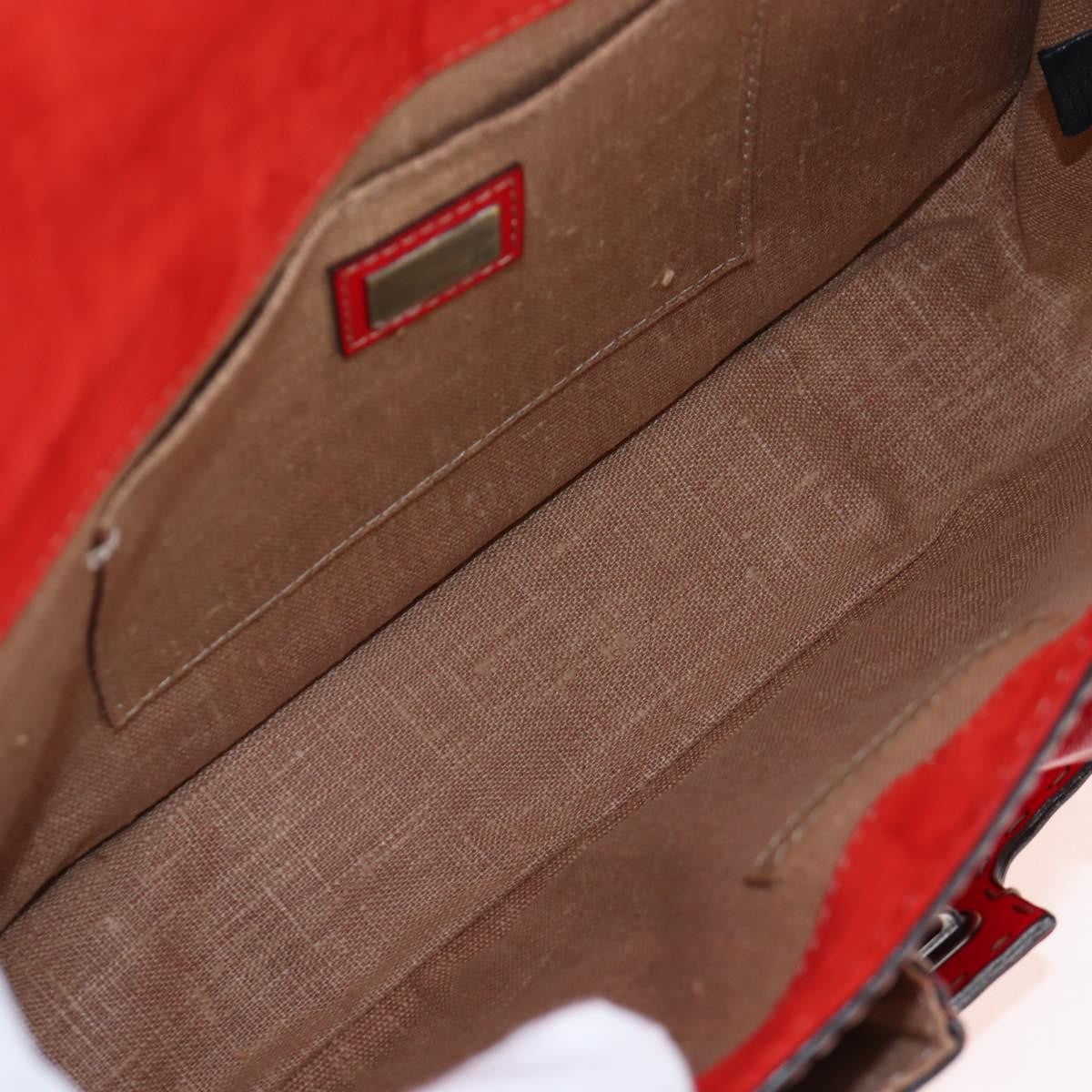 Fendi Secret Code F3 Convertible Satchel Textured Leather, Red, Leather, Handbag