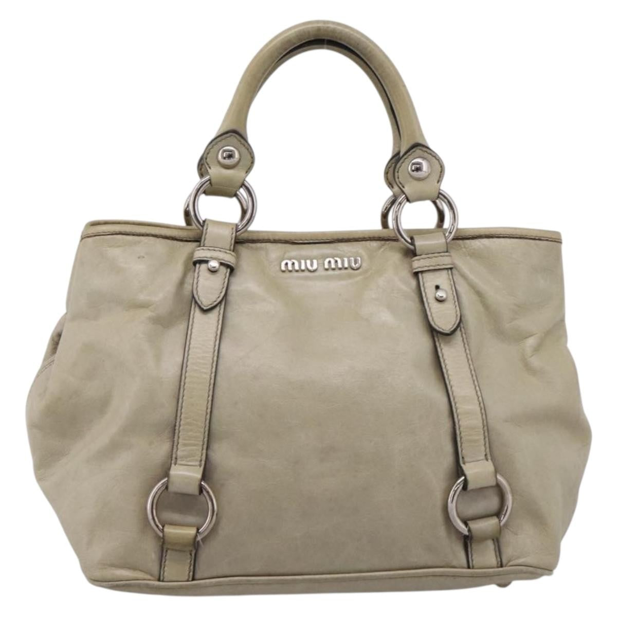 Miu Miu Bow Satchel Cervo Leather, Beige, Leather, Handbag