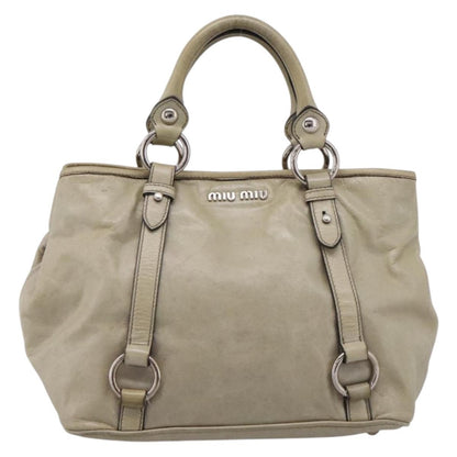 Miu Miu Bow Satchel Cervo Leather, Beige, Leather, Handbag