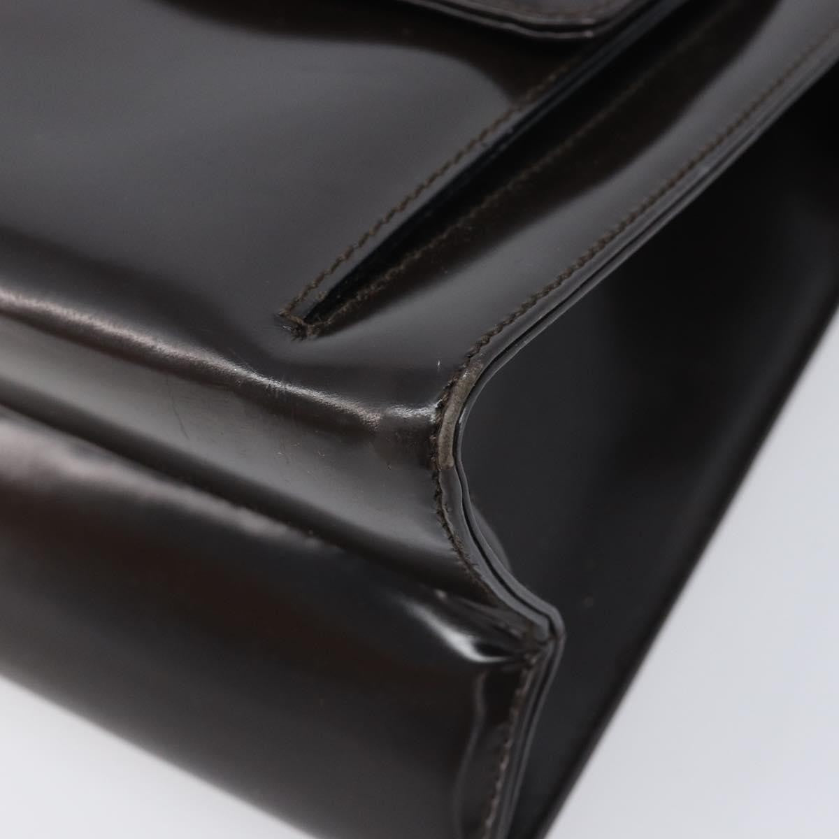 Salvatore Ferragamo Gancini Patent Leather, Brown, Patent Leather, Crossbody Bag