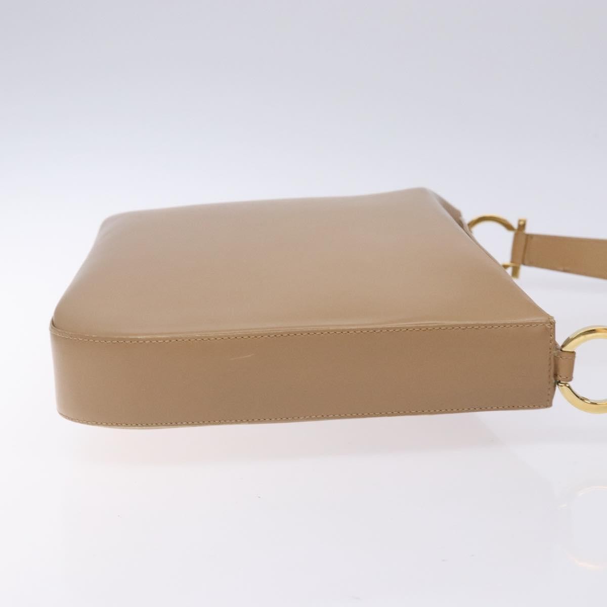 Salvatore Ferragamo Gancini Leather, Beige, Leather, Shoulder Bag