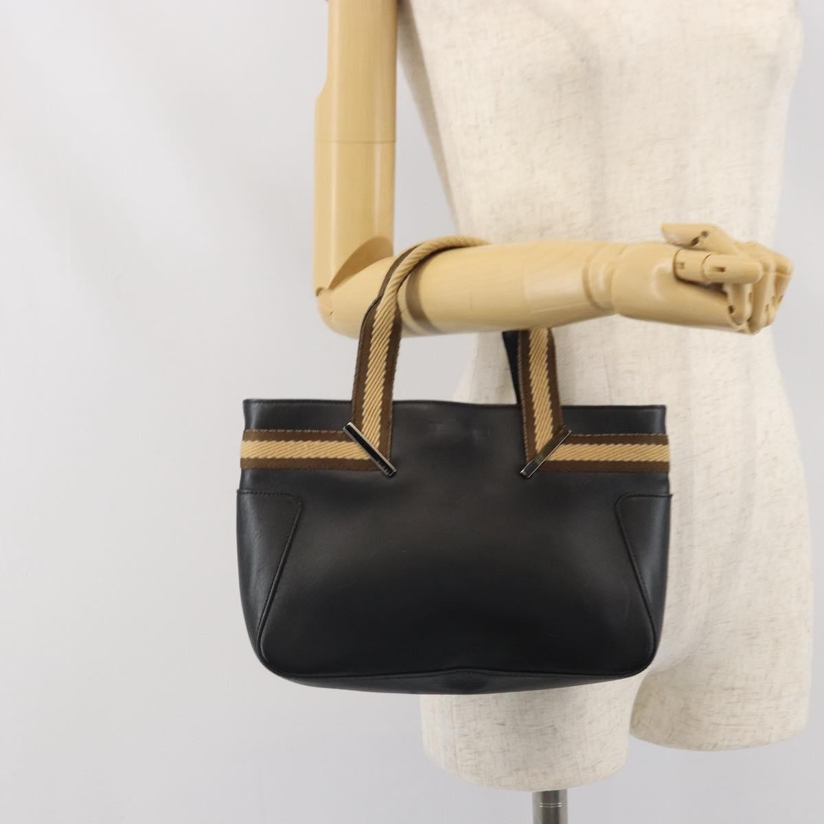 Gucci Vintage Web Tote Leather, Black, Leather, Tote Bag