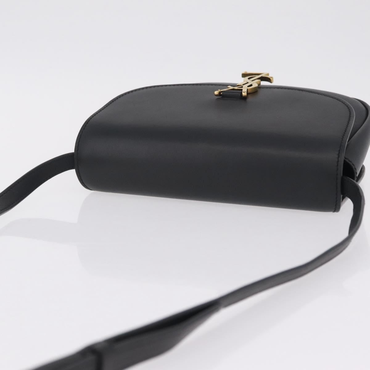 Saint Laurent Kaia Leather with Brogue Detail, Black, Leather, Shoulder Bag