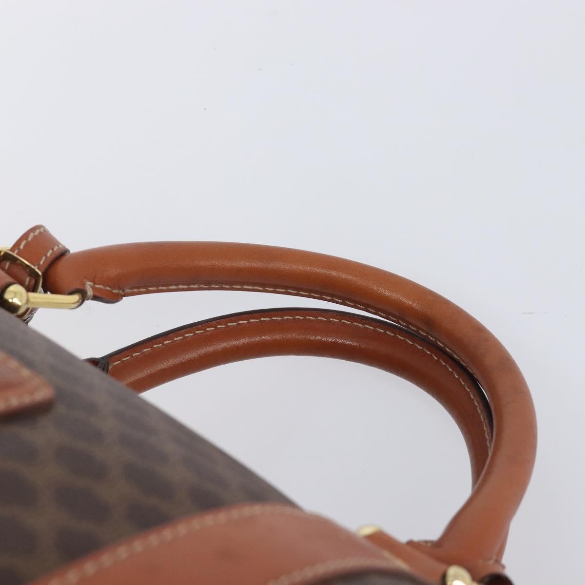 Celine Vintage Duffle Macadam Coated Canvas, Brown, Canvas, Handbag