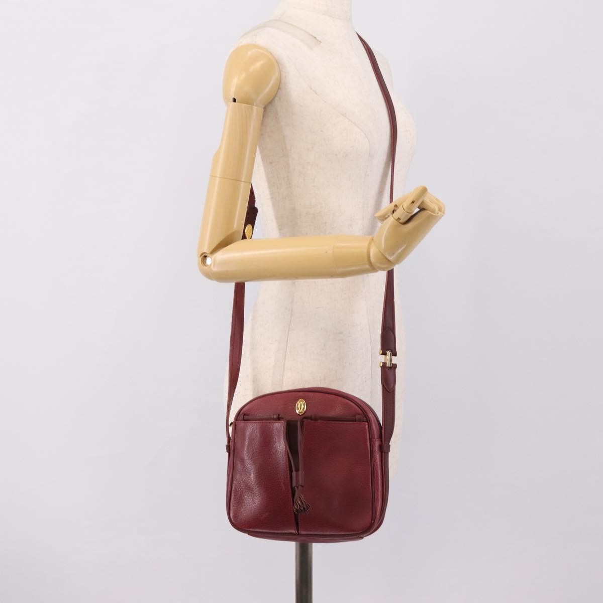 Cartier Tasseled Must de Cartier Leather, Burgundy, Leather, Shoulder Bag