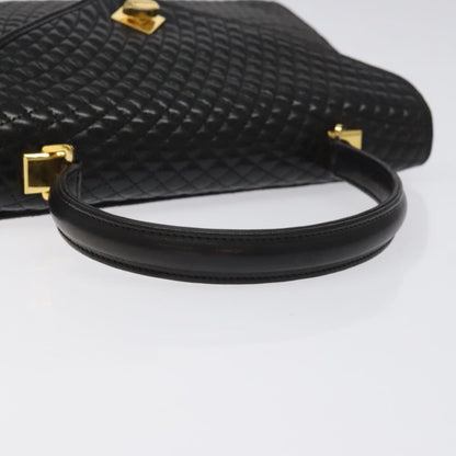 Bally Vintage Quilted Leather, Black, Leather, Handbag