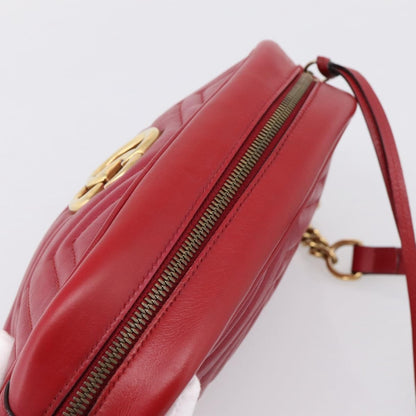 Gucci GG Marmont Matelasse Leather, Red, Leather, Shoulder Bag