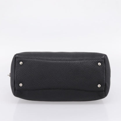 Prada Convertible Zip Satchel Vitello Daino, Black, Leather, Handbag