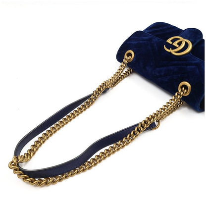 Gucci GG Marmont Flap Matelasse Velvet, Blue, Velvet, Handbag