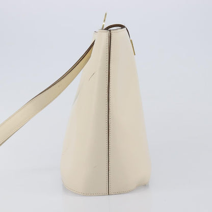 Celine Vintage Circle Logo Leather, White, Leather, Crossbody Bag