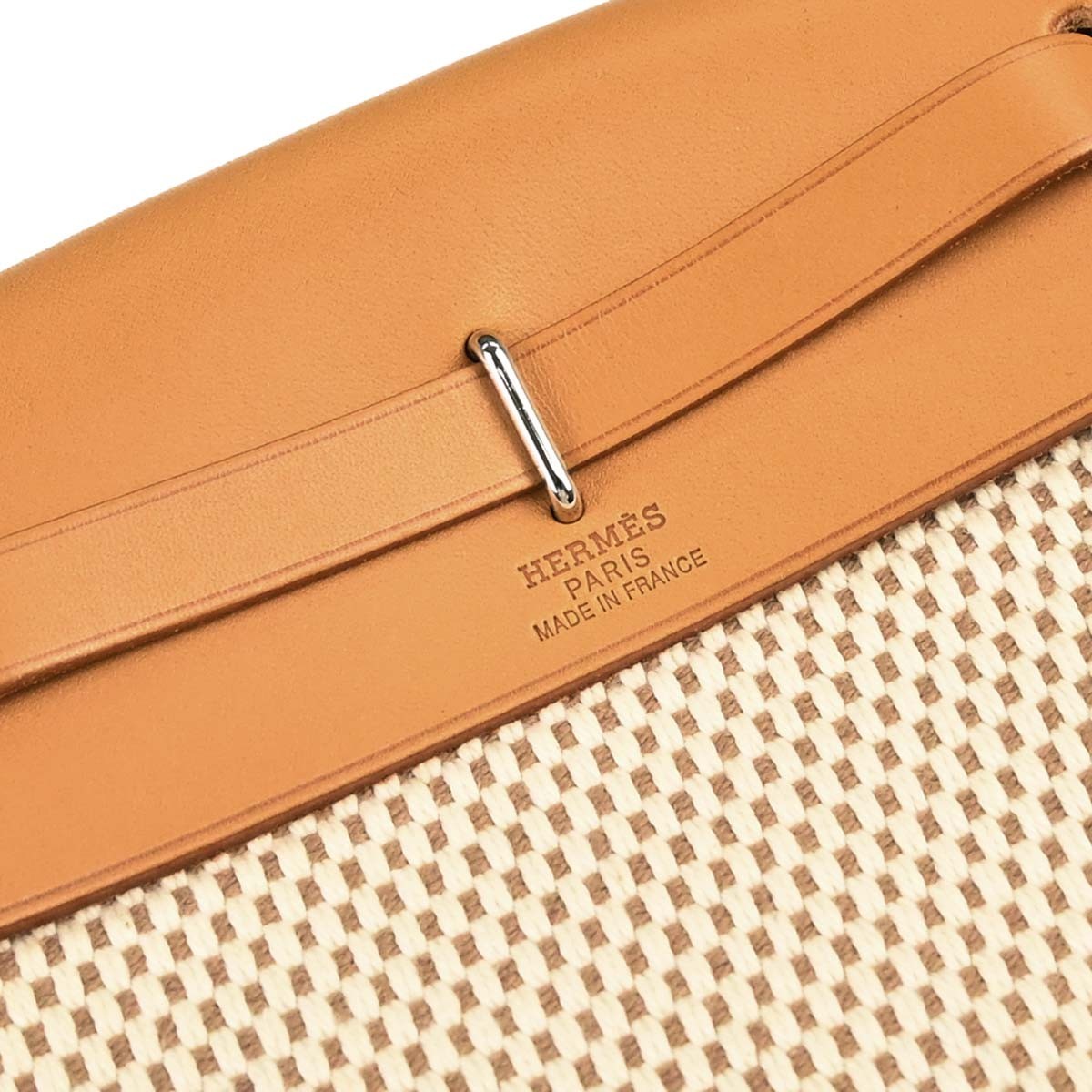 Hermes Herbag Toile and Leather, Beige, Canvas, Handbag