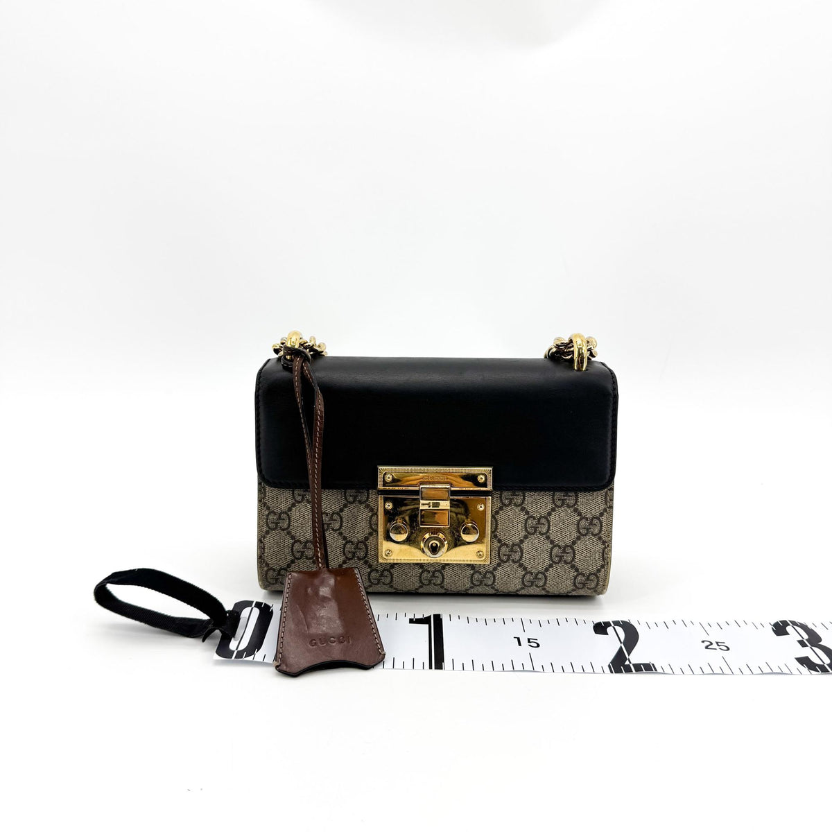 Gucci Padlock Clutch GG Canvas and Leather, Black, Canvas, Clutch