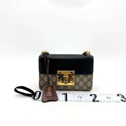 Gucci Padlock Clutch GG Canvas and Leather, Black, Canvas, Clutch