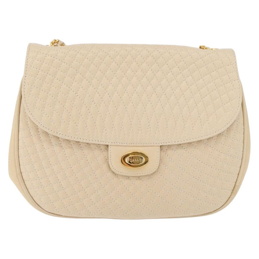 Bally Vintage Chain Quilted Leather, Neutral, Leather, Shoulder Bag
