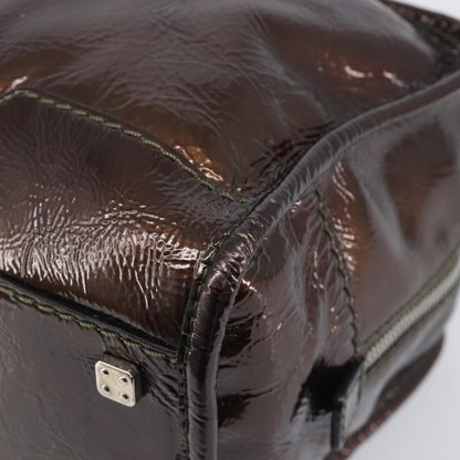 Loewe Amazona Patent, Brown, Patent Leather, Handbag