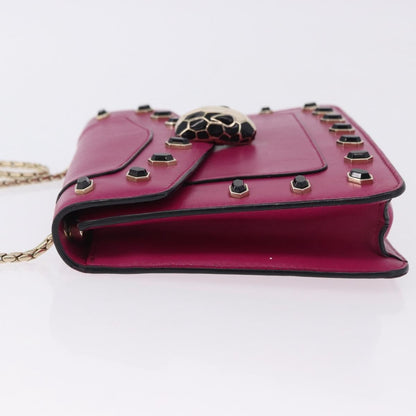 Bvlgari Serpenti Forever Embellished Leather, Pink, Leather, Shoulder Bag