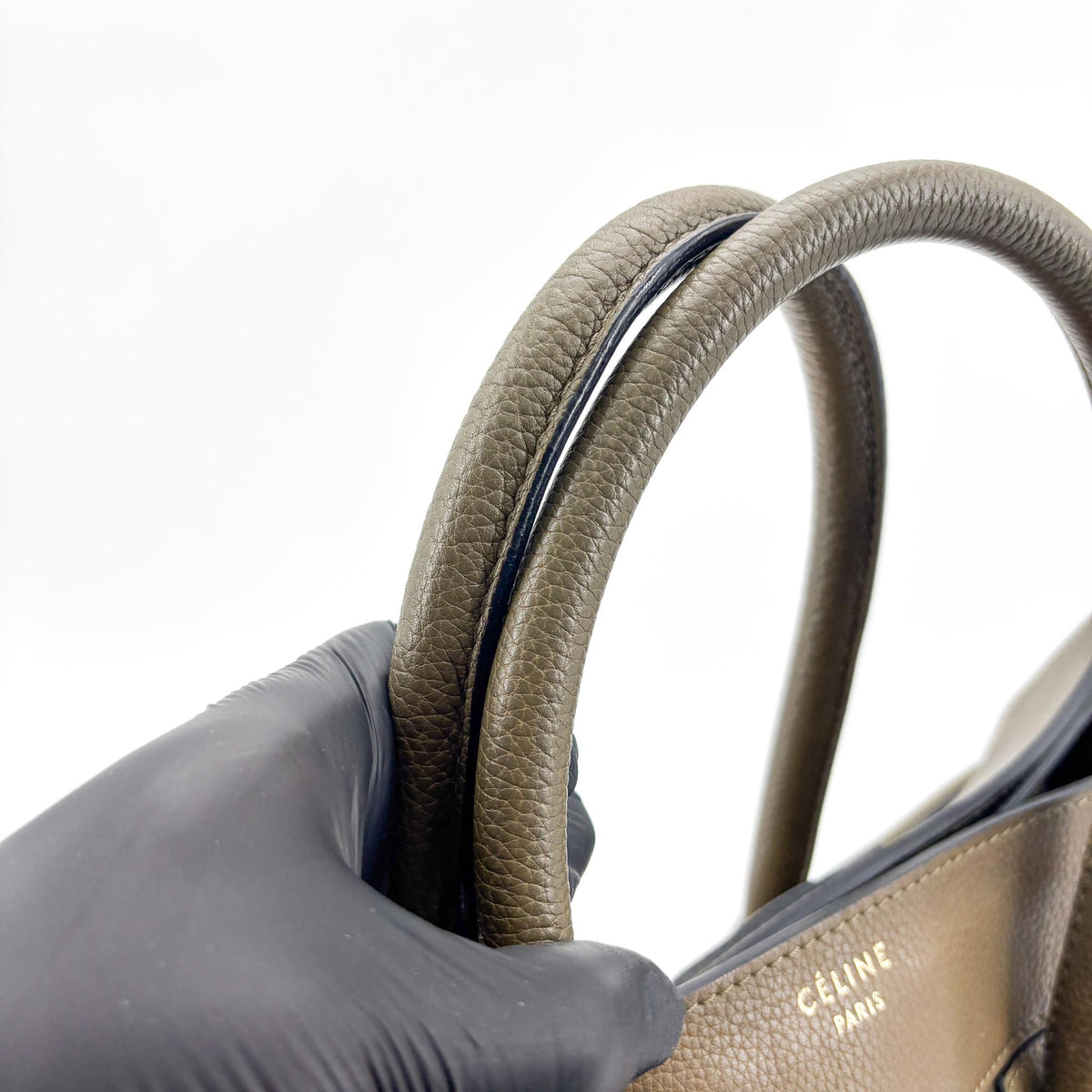 Celine Luggage Smooth Leather, Khaki, Leather, Handbag