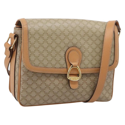 Celine Macadam Shoulder Canvas, Beige, Canvas, Crossbody Bag
