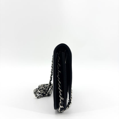 Chanel Timeless Wallet on Chain Textured Leather, Black, Calfskin, Crossbody Bag