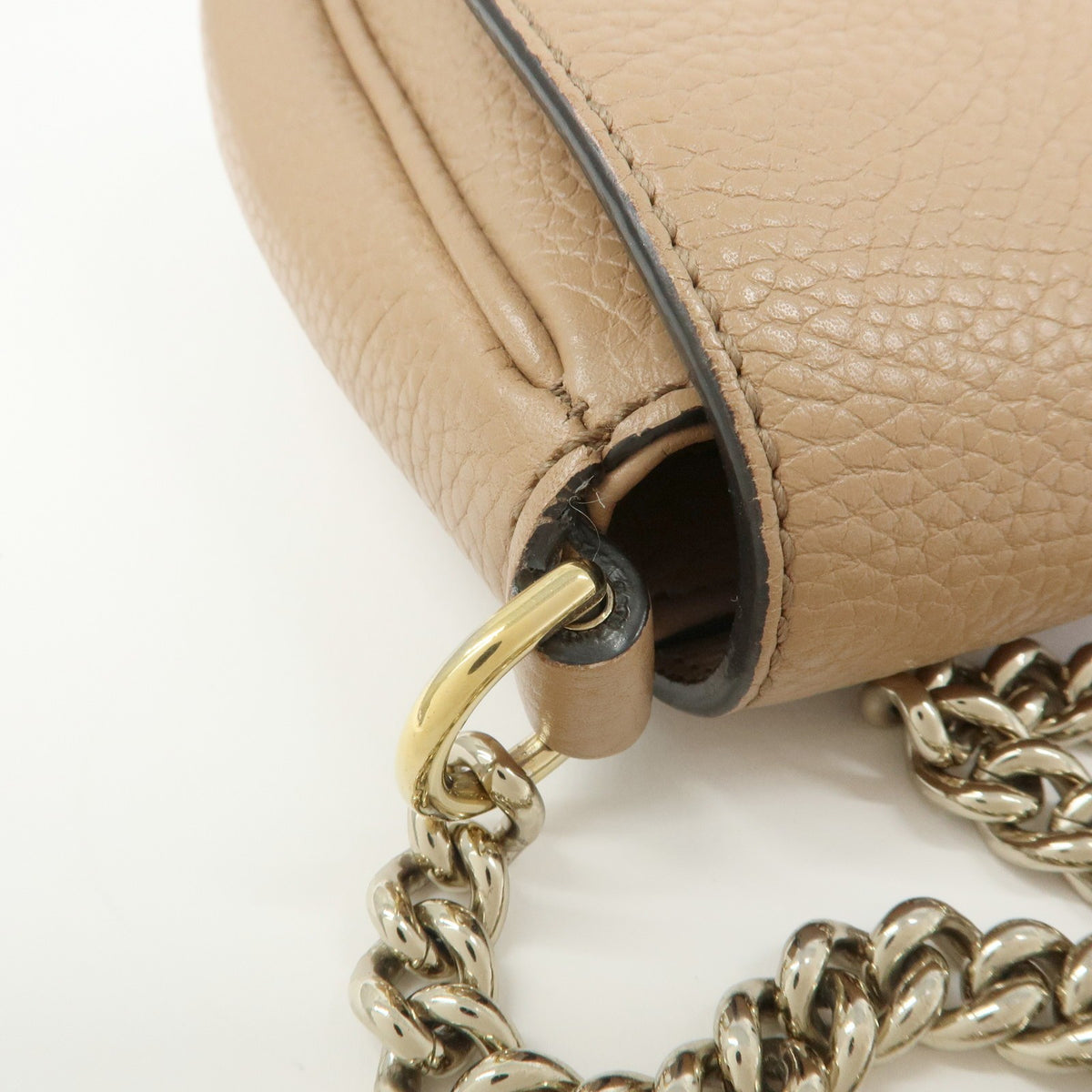 Gucci Soho Chain Leather, Beige, Leather, Crossbody Bag