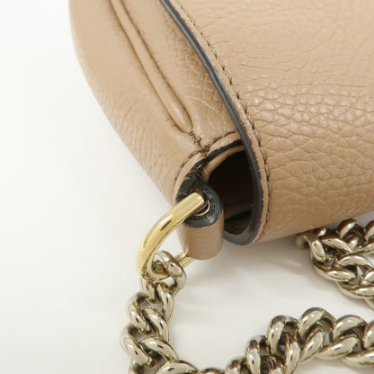Gucci Soho Chain Leather, Beige, Leather, Crossbody Bag