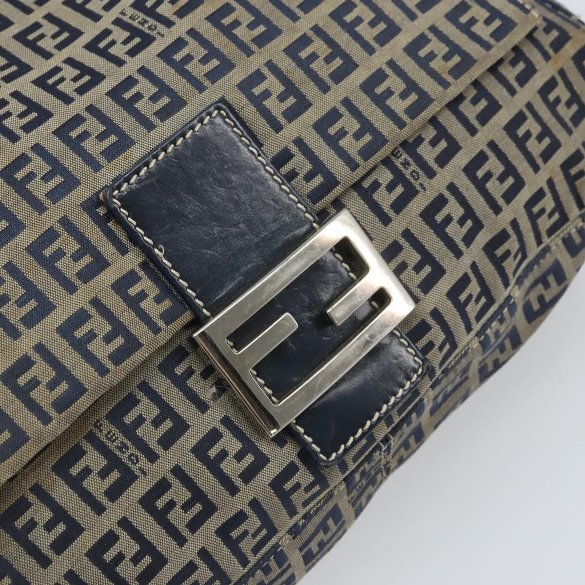 Fendi Mamma Baguette Zucchino canvas, Navy, Canvas, Shoulder Bag