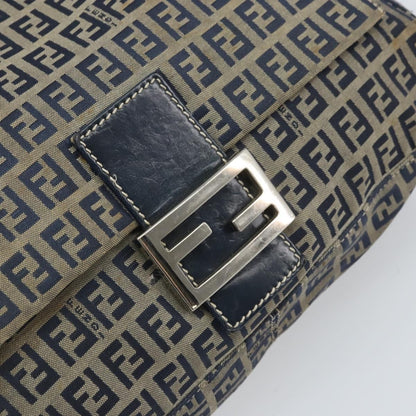 Fendi Mamma Baguette Zucchino canvas, Navy, Canvas, Shoulder Bag