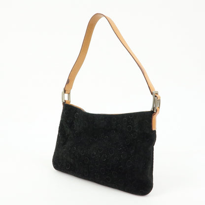 Celine C Macadam Shoulder Suede, Black, Suede, Handbag