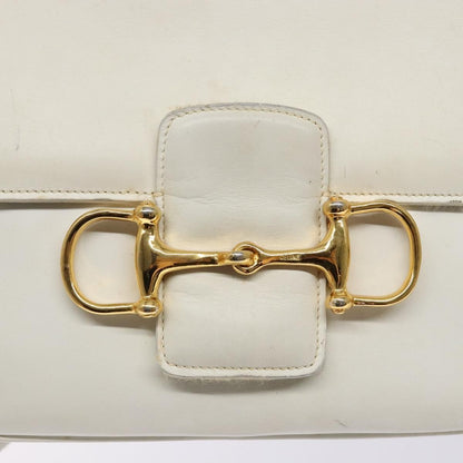 Celine Shoulder Leather, White, Leather, Shoulder Bag