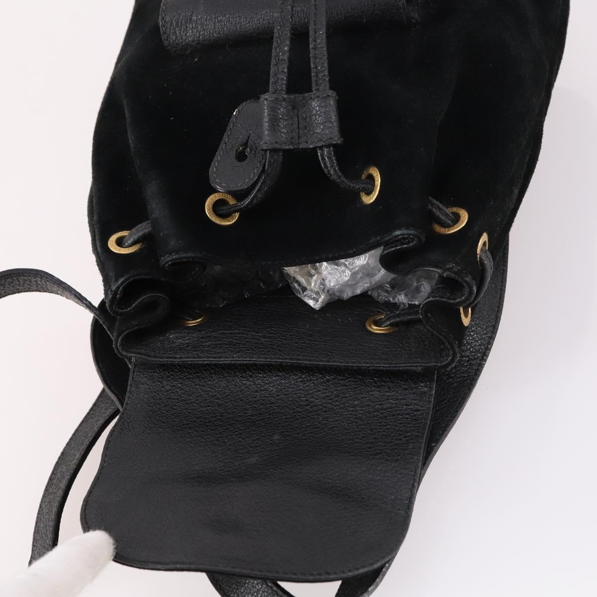 Gucci Vintage Bamboo Suede, Black, Suede, Backpack