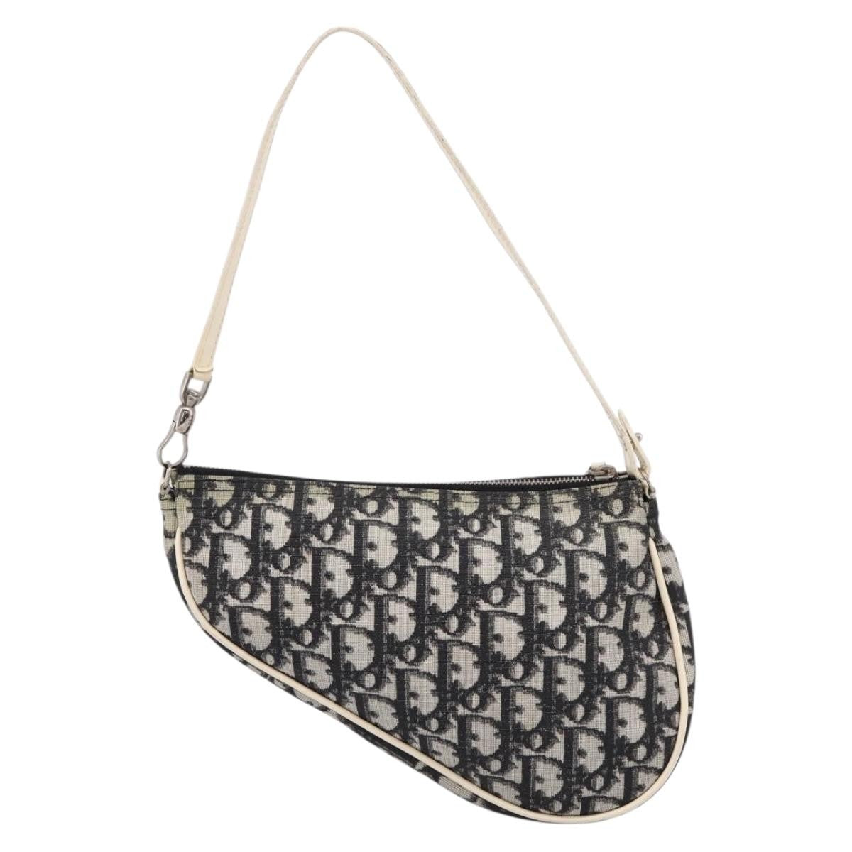 Christian Dior Vintage Saddle Diorissimo Canvas, Gray, Canvas, Handbag