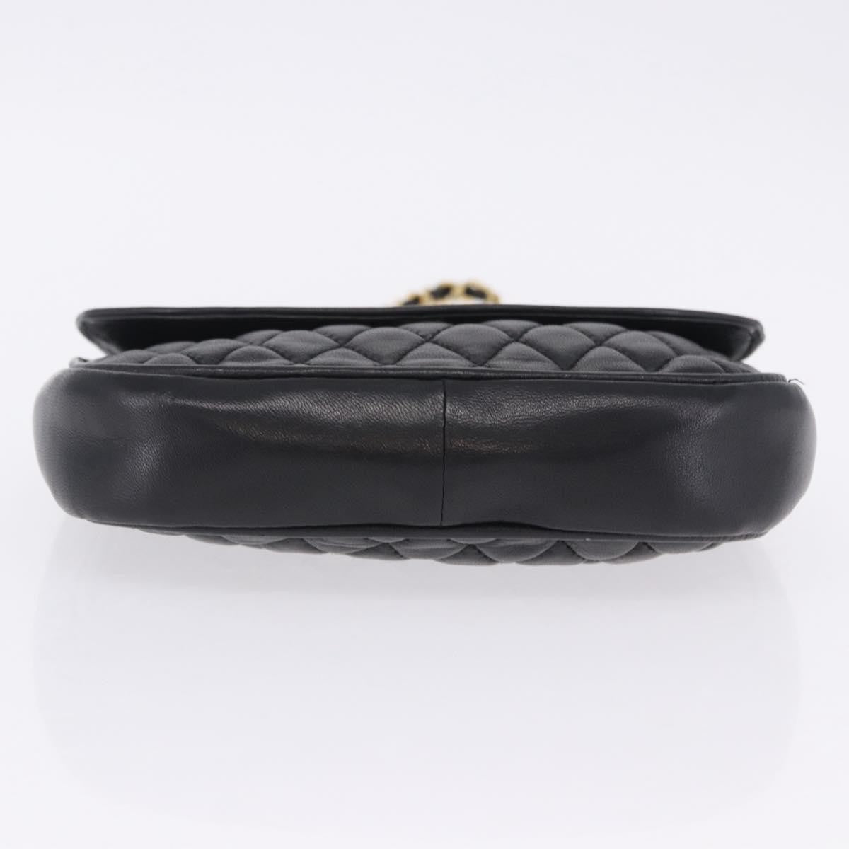 Bally Vintage Chain Quilted Leather, Black, Leather, Shoulder Bag