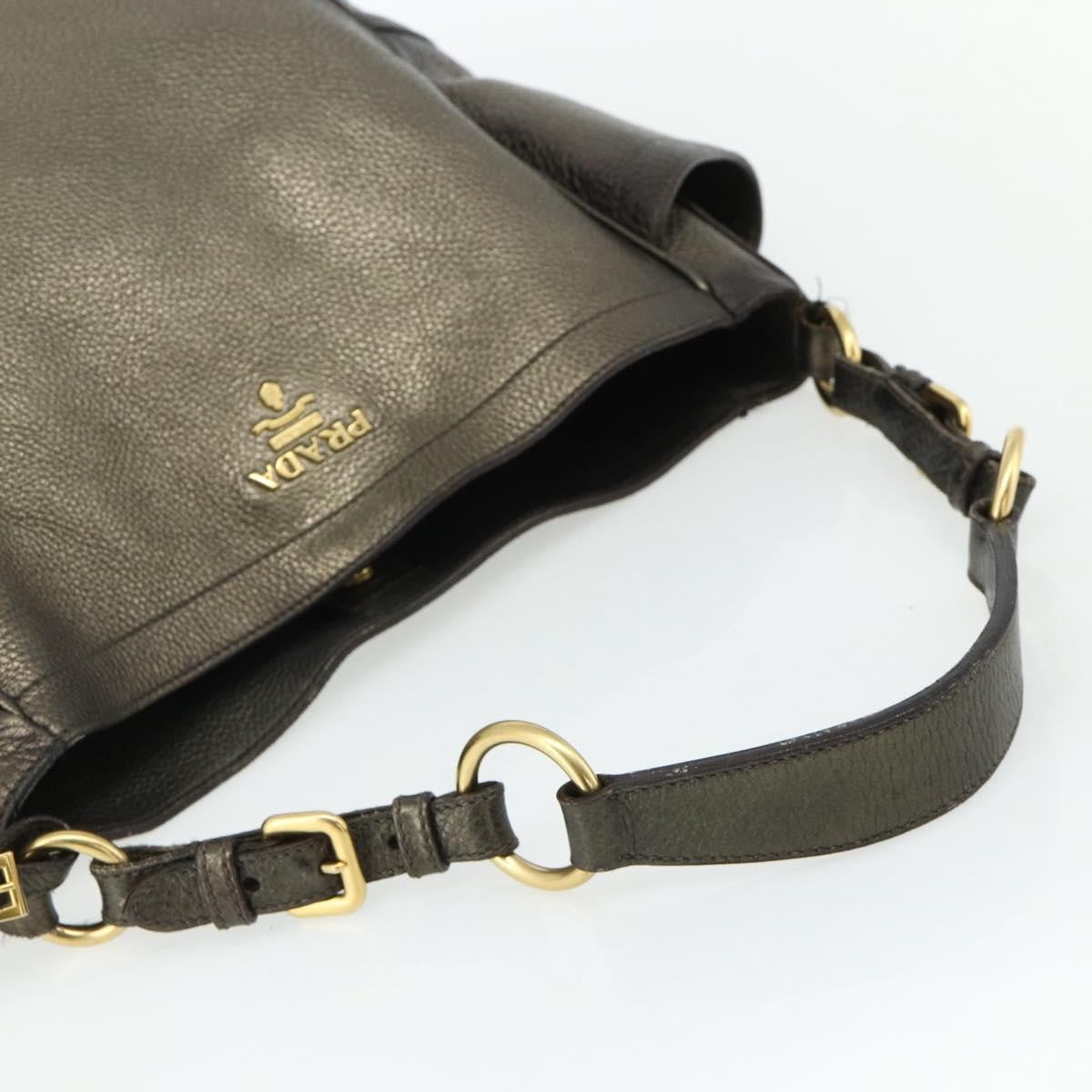 Prada Side Pocket Hobo Vitello Daino, Gold, Leather, Shoulder Bag