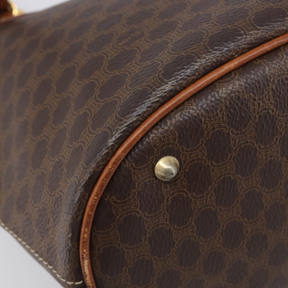 Celine Vintage Macadam Shopper Coated Canvas, Brown, Canvas, Tote Bag