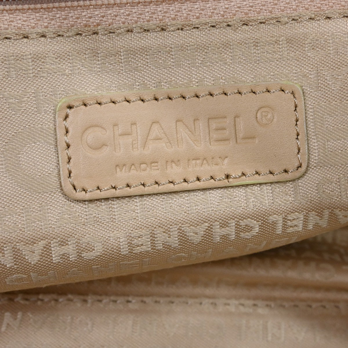 Chanel Square Stitch Quilted Caviar, Beige, Leather, Shoulder Bag