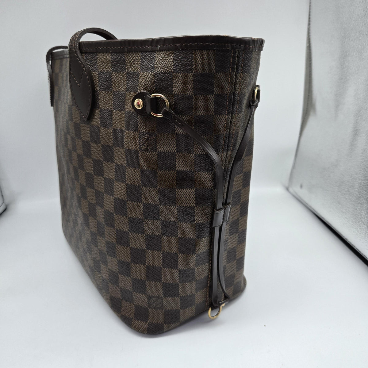 Louis Vuitton Neverfull Damier Ebene, Brown, Canvas, Tote Bag