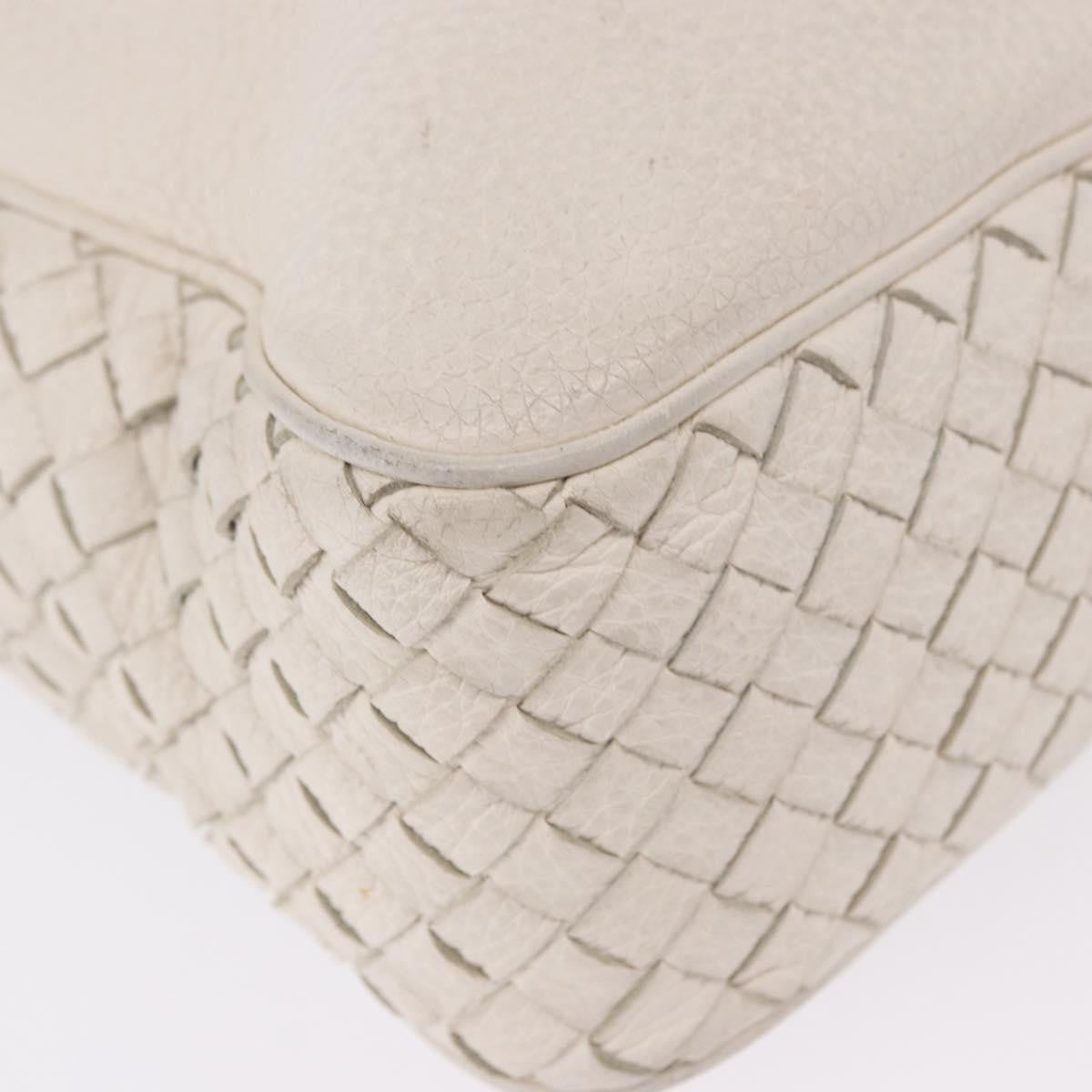 Bottega Veneta Intrecciato Shoulder Leather, White, Leather, Shoulder Bag