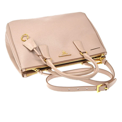 Prada Double Zip Lux Saffiano Leather, Pink, Leather, Tote Bag