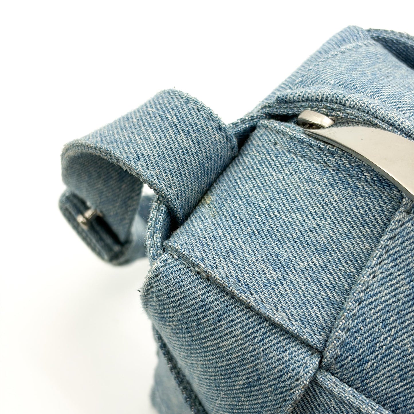 Bottega Veneta Cassette Maxi Intrecciato Denim, Blue, Denim, Crossbody Bag
