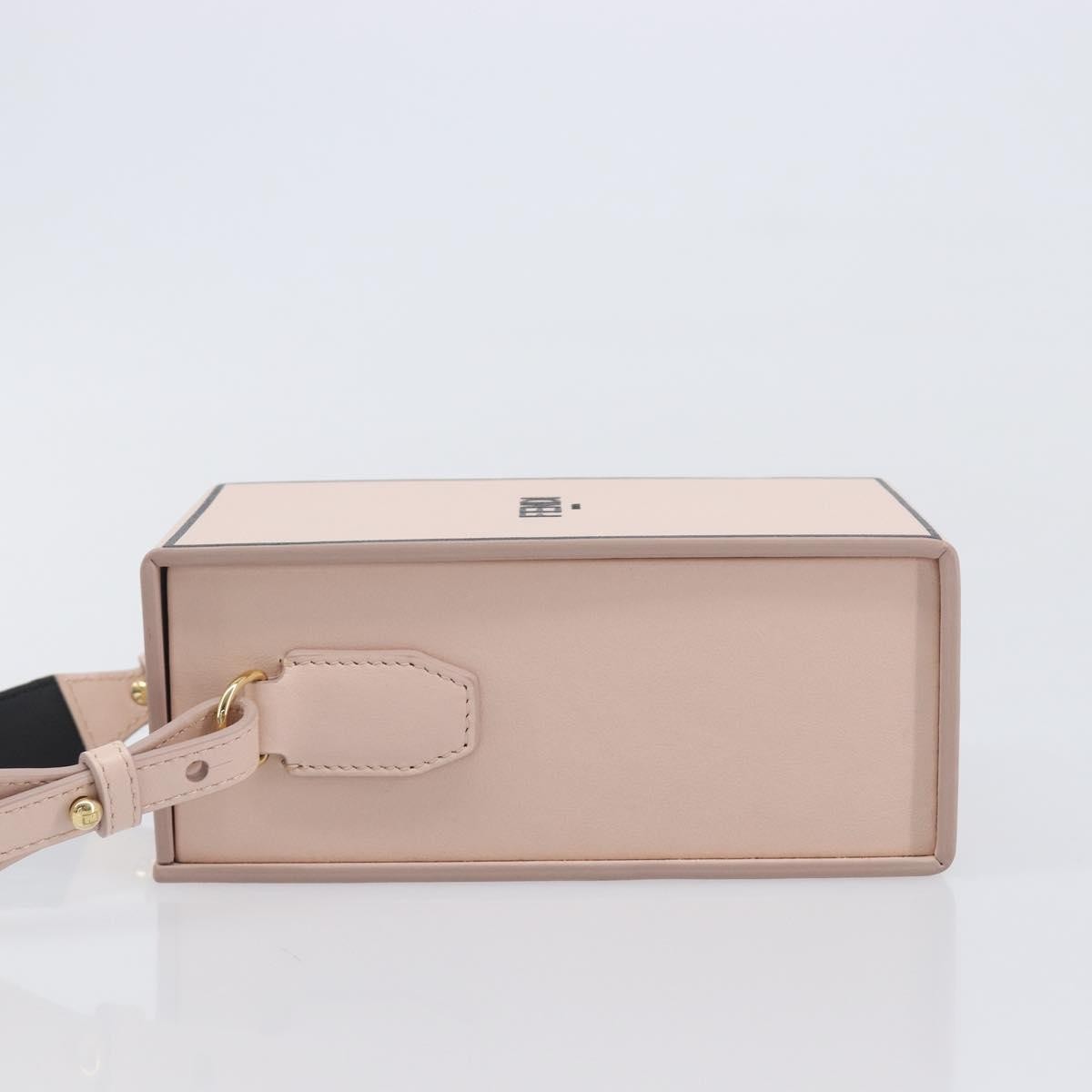 Fendi Logo Vertical Box Leather, Pink, Leather, Crossbody Bag